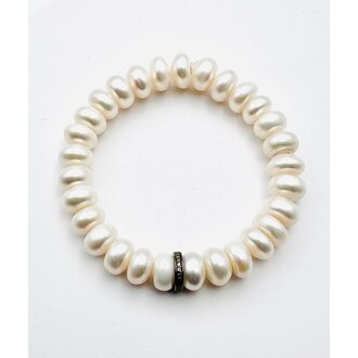 JMNYC DESIGNS Freshwater Button Pearl Stretch Bracelet