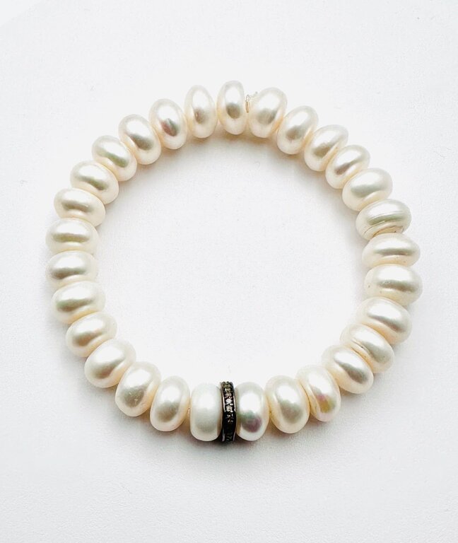 JMNYC DESIGNS JMNYC Freshwater Button Pearl Stretch Bracelet