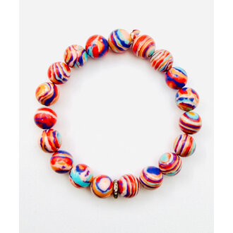 JMNYC DESIGNS Hawaiian Sunset Fordite Ball Stretch Bracelet
