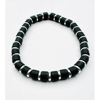 JMNYC DESIGNS Sterling Silver & Black Onyx Stretch Bracelet