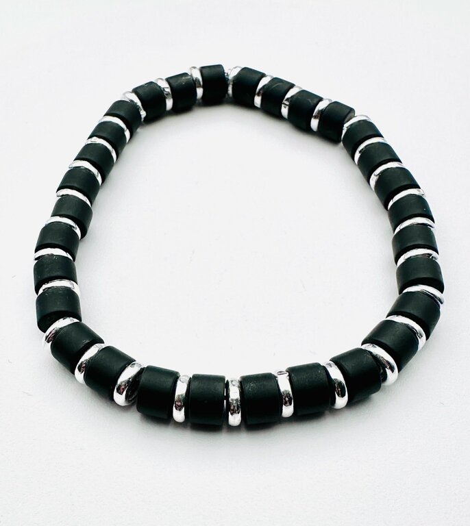 JMNYC DESIGNS JMNYC Sterling Silver & Black Onyx Stretch Bracelet