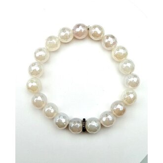 JMNYC DESIGNS Mystic White Agate Stretch Bracelet