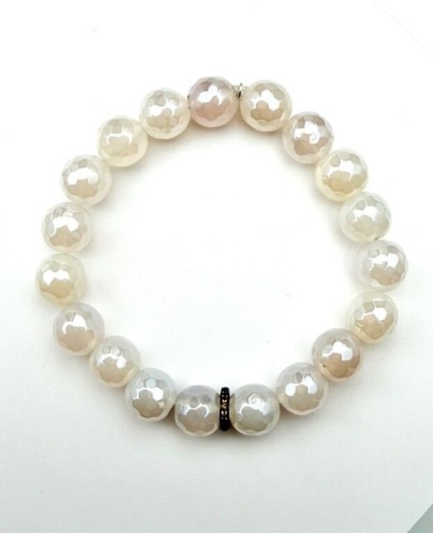JMNYC DESIGNS JMNYC Mystic White Agate Stretch Bracelet