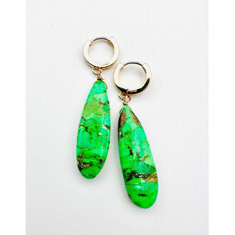 JMNYC DESIGNS Green Copper Mohave Turquoise Teardrop Earrings