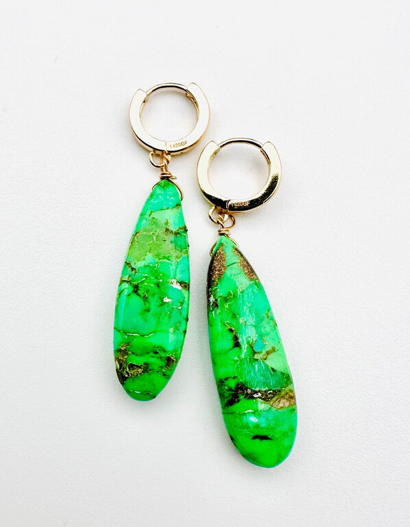 JMNYC DESIGNS JMNYCGreen Copper Mohave Turquoise Teardrop Earrings