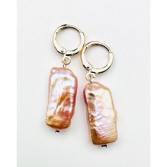 JMNYC DESIGNS Natural Biwa Pearl Huggie Earrings
