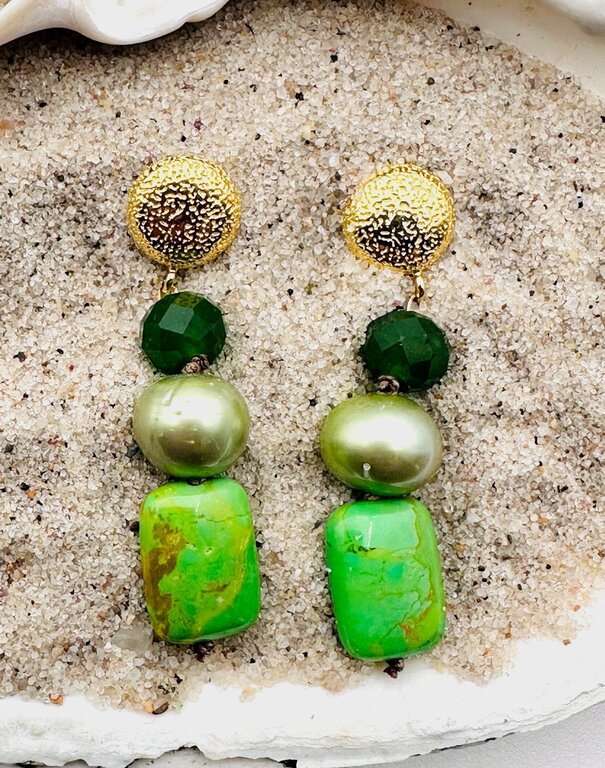 JMNYC DESIGNS JMNYC Green Multi-Stone Earrings