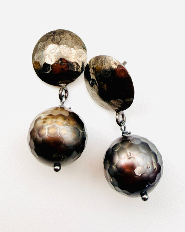 JMNYC DESIGNS JMNYC Faceted Tahitian Pearl Earrings,