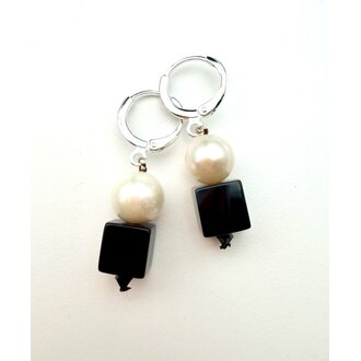 JMNYC DESIGNS Black Onyx & Freshwater Pearl Earrings