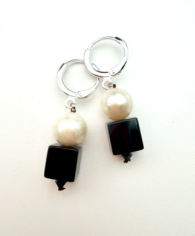 JMNYC DESIGNS JMNYC Black Onyx & Freshwater Pearl Earrings