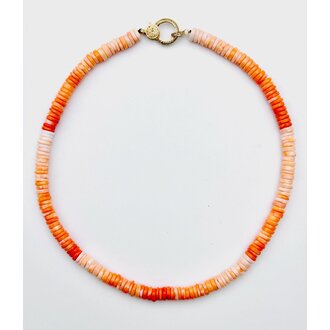 JMNYC DESIGNS Ombre Orange Opal Heishi Necklace