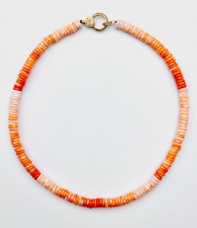 JMNYC DESIGNS JMNYC Ombre Orange Opal Heishi Necklace