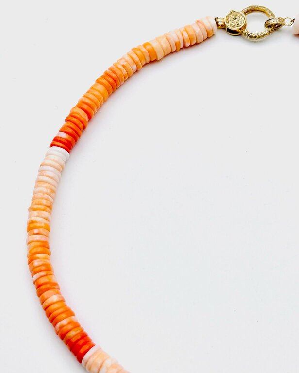 JMNYC DESIGNS JMNYC Ombre Orange Opal Heishi Necklace
