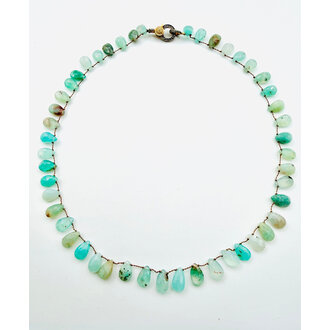 JMNYC DESIGNS Faceted Aquaprase Teardrop Necklace
