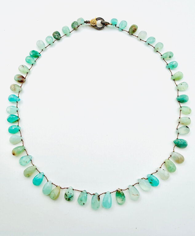 JMNYC DESIGNS JMNYC Faceted Aquaprase Teardrop Necklace