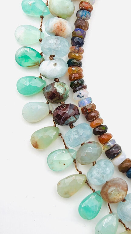 JMNYC DESIGNS JMNYC Faceted Aquaprase Teardrop Necklace