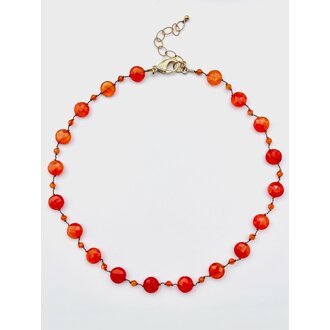 JMNYC DESIGNS Faceted Carnelian Coin Necklace