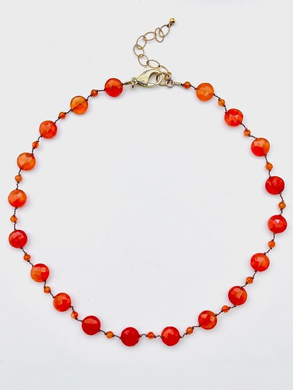 JMNYC DESIGNS JMNYC Faceted Carnelian Coin Necklace