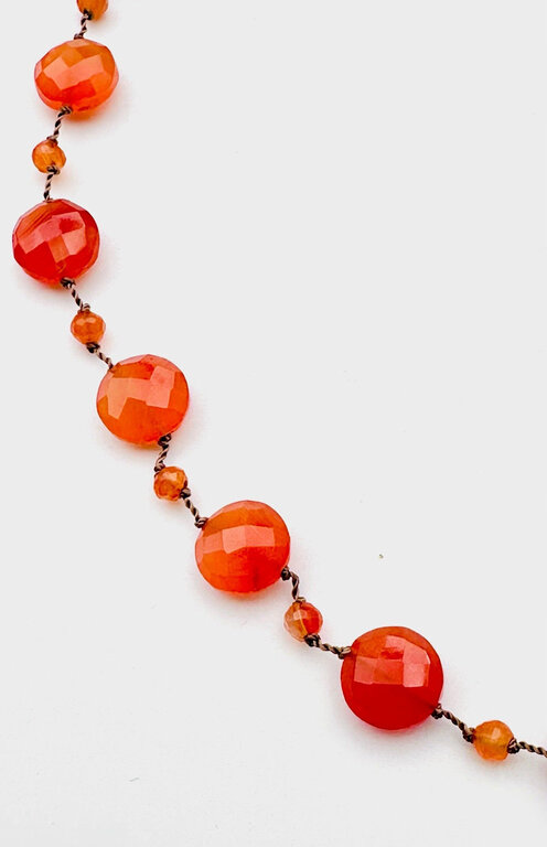 JMNYC DESIGNS JMNYC Faceted Carnelian Coin Necklace