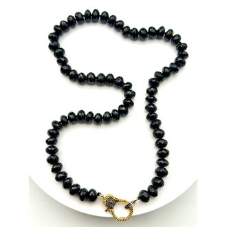 JMNYC DESIGNS Faceted Black Spinel Rondelle Necklace