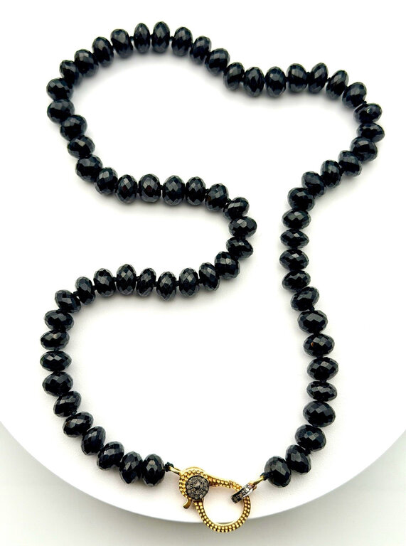 JMNYC DESIGNS JMNYC Faceted Black Spinel Rondelle Necklace