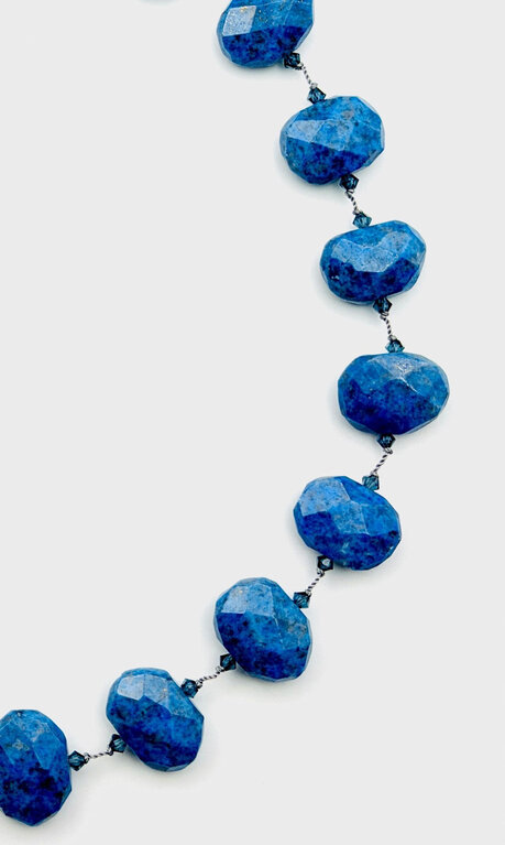 JMNYC DESIGNS JMNYC Faceted Denim Lapis Necklace