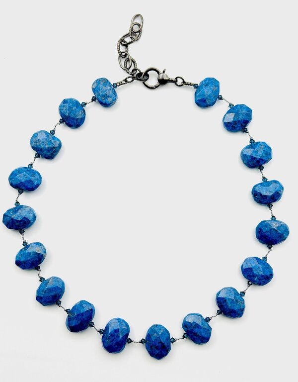 JMNYC DESIGNS JMNYC Faceted Denim Lapis Necklace