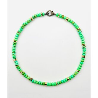 JMNYC DESIGNS Green Turquoise & Gold Fill Rondelle Necklace