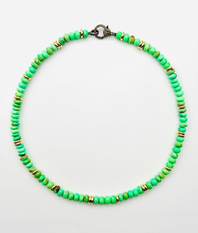 JMNYC DESIGNS JMNYC  Green Turquoise & Gold Fill Rondelle Necklace