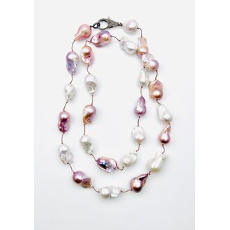 JMNYC DESIGNS White, Natural & Pink Baroque Pearl Necklace