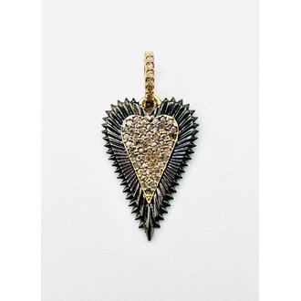 JMNYC DESIGNS Small Two-Tone Fluted Pave Diamond Heart Pendant