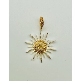 JMNYC DESIGNS Two-Tone Pave Diamond Sun Pendant