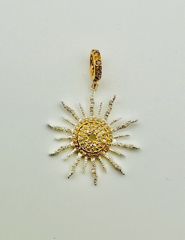 JMNYC DESIGNS JMNYC Two-Tone Pave Diamond Sun Pendant