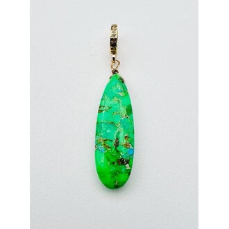 JMNYC DESIGNS Green Mosaic Turquoise Teardrop Pendant