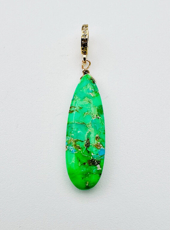 JMNYC DESIGNS JMNYC Green Mosaic Turquoise Teardrop Pendant,