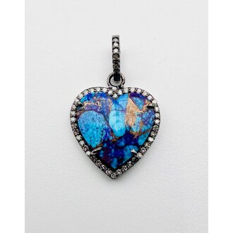 JMNYC DESIGNS Rare Natural Kingman Purple Mohave Turquoise Small Heart Pendant