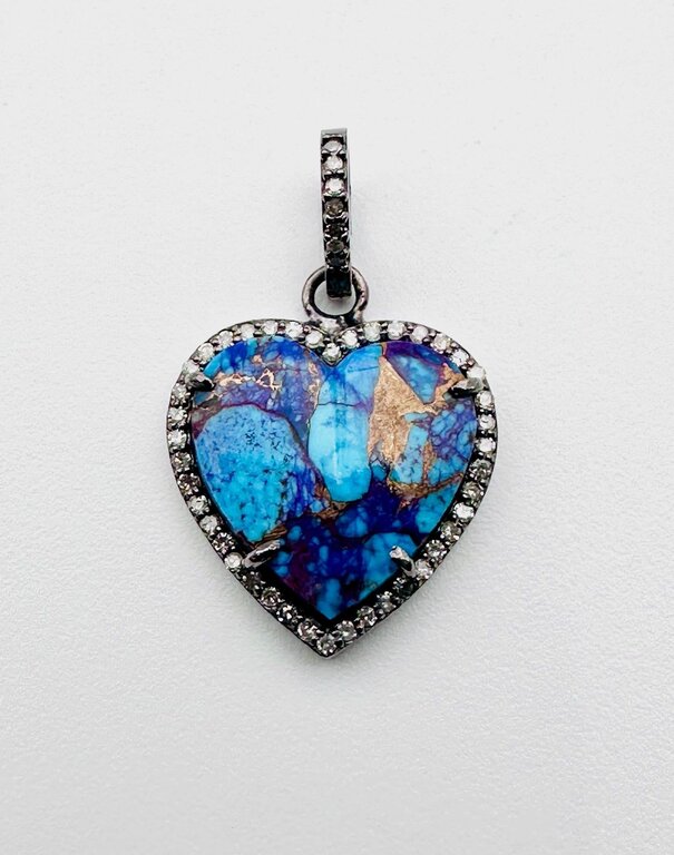 JMNYC DESIGNS JMNYC  Rare Natural Kingman Purple Mohave Turquoise Small Heart Pendant