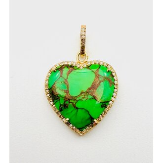 JMNYC DESIGNS Green Copper Mohave Turquoise Small Heart Pendant