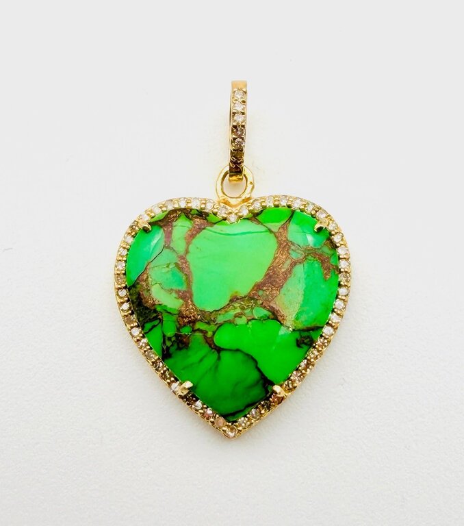 JMNYC DESIGNS JMNYC Green Copper Mohave Turquoise Small Heart Pendant