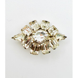 JMNYC DESIGNS 1940's Postwar Prong Set Eye-Shaped Rhinestone Brooch