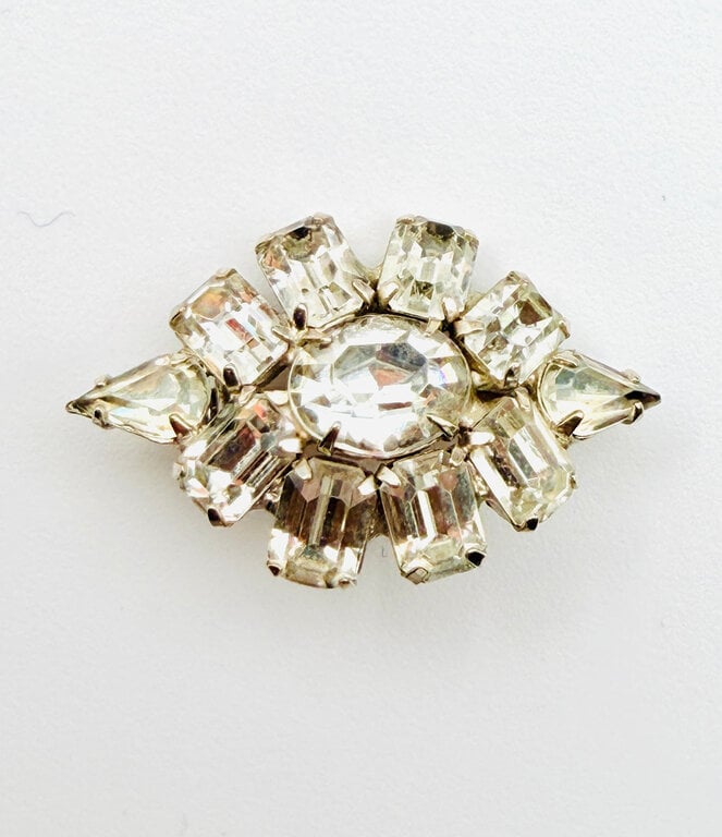 JMNYC DESIGNS JMNYC 1940's Postwar Prong Set Eye-Shaped Rhinestone Brooch