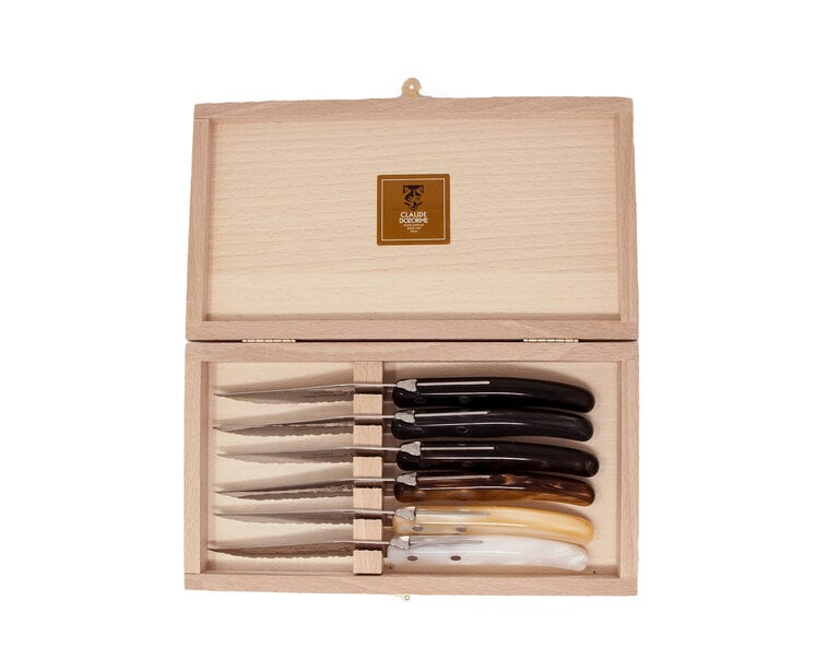CLAUDE DOZORME CLAUDE DOZORME Box of 6 Berlingot Steak Knife Set- Grey-Brown Colors