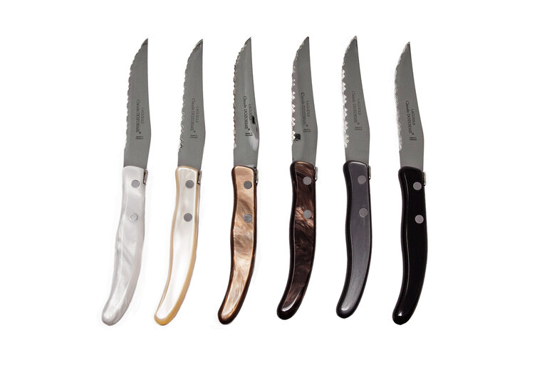CLAUDE DOZORME CLAUDE DOZORME Box of 6 Berlingot Steak Knife Set- Grey-Brown Colors
