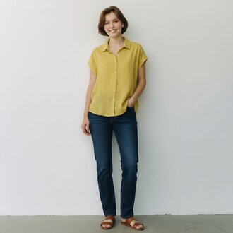 ELLIOTT LAUREN Button Front Garment Dye Tee