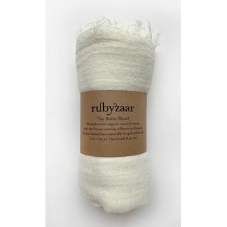 RUBYZAAR Boho Shawl- Pure White