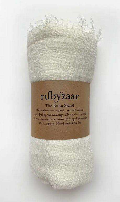 RUBYZAAR RUBYZAAR Boho Shawl- Pure White