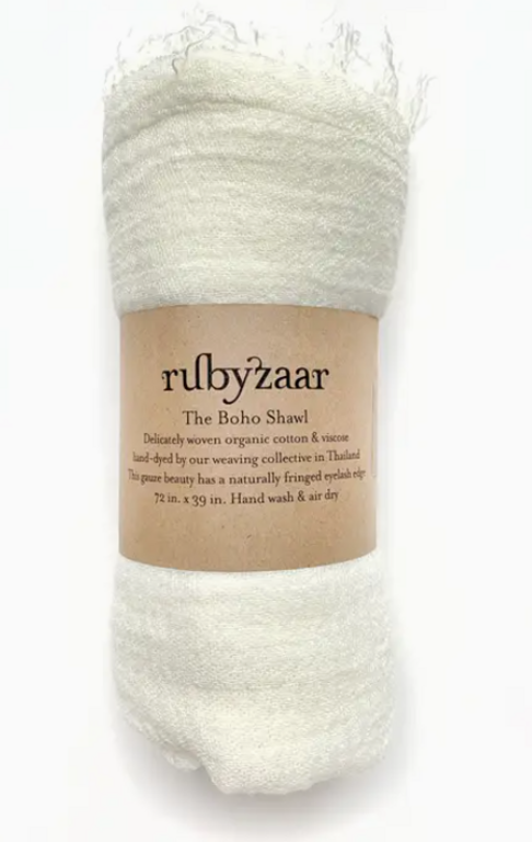 RUBYZAAR RUBYZAAR Boho Shawl- Cream