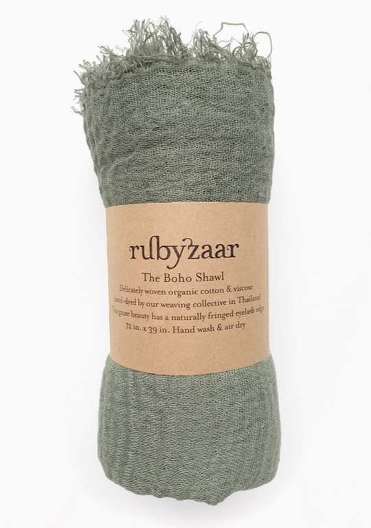 RUBYZAAR RUBYZAAR Boho Shawl- Sage