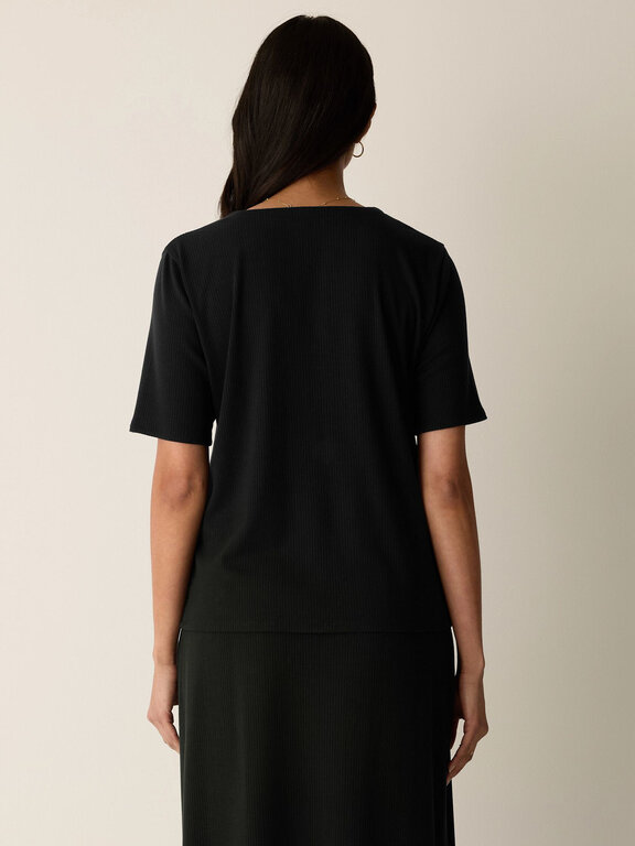 EILEEN FISHER EILEEN FISHER Ribbed V-Neck Button Front Top