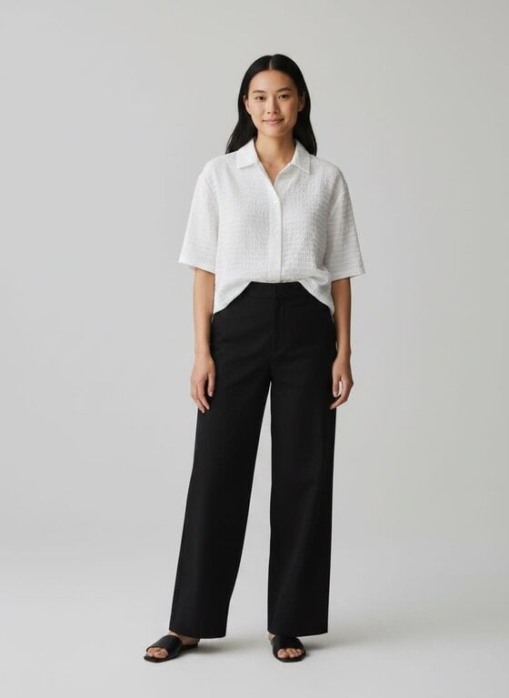 EILEEN FISHER EILEEN FISHER Notch Collar Elbow Sleeve Shirt